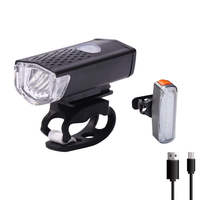 BIKIGHT Bicycle Light Set 300lm 3 Modes Bike Headlight Front Lamp 4 Modes Safety Warning Taillight USB Rechargeable Wate