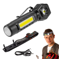 BIKIGHT LED COB Dual Light 2 in 1 Headlamp Flashlight, 1800mAh Type-C Rechargeable Magnetic Work Lights 5 Modes Portable