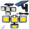 Bikight Solar LED Light Outdoor 3 Head Motion Sensor 270 Wide Angle Illumination Waterproof Lights Wall Lamp Street For