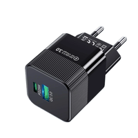 BK316 PD25W 2-Port USB PD Charger USB-A+USB-C PD QC3.0 Fast Charging Wall Charger Adapter EU Plug for iPhone 15 14 13 fo