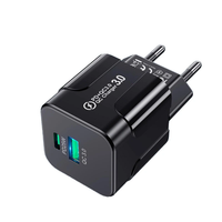 BK317 PD25W 2-Port USB PD Charger USB-A+USB-C PD QC3.0 Fast Charging Wall Charger Adapter EU Plug for iPhone 15 14 13 Pr