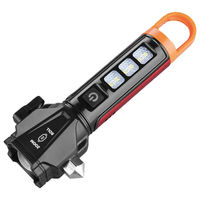 BL-X90 Zoom Handheld Flashlight with Dual Light Source Safety Hammer & Seat Belt Cutter USB-C Rechargeable Waterproof fo