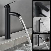 Black Bathroom Faucet Hot Cold Water Sink Mixer Tap Stainless Steel Paint Basin Faucets Single Hole Tapware