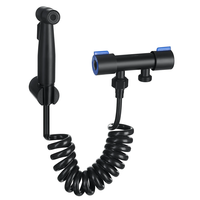 Black Bidet Spray Stainless Steel Toilet Hand Shower Head Intimate Hygiene Wall Seat Bathroom Set