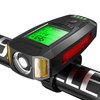 Black BIKIGHT 3-in-1 350LM COB Bike Light + USB Horn Lamp + Speed Meter LCD Screen 5-Modes Waterproof Bicycle Headlight