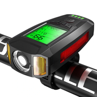 Black BIKIGHT 3-in-1 350LM COB Bike Light + USB Horn Lamp + Speed Meter LCD Screen 5-Modes Waterproof Bicycle Headlight