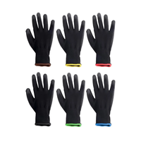 Black Nylon PU Coated Gloves Non Slip Breathable Working Gloves Lightweight Machine Washable for Gardening Woodworking F