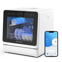 BlitzHome® BH-4-CDW Compact Smart Countertop Dishwasher With 5L Built-in Water Tank APP Control 8 Programs 3D 360° Dual
