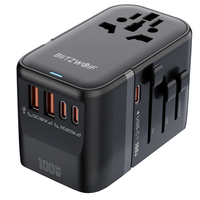 Blitzwolf BW-TA2 5-in-1 Universal Travel Adapter with GaN 100W Fast Charging 2 USB-C 2 USB-A All-in-one Wall Charger for