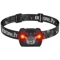 BORUiT White Red Light LED Headlamp Use AAA Battery 4 Modes Super Bright Head Lamp Waterproof Head Torch