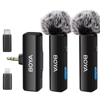 BOYA BOYALINK Wireless Lavalier Lapel Microphone HD Noise Cancelling 100M Wireless Tranmission Mini Mic for iPhone Andro