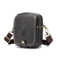 BULLCAPTAIN Casual Sports Mini Genuine Leather Crossbody Bag Men Casual Functional Cowhide Pack Outdoor Hiking Shoulder