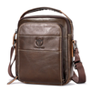 BULLCAPTAIN Genuine Leather Men Shoulder Bags Vintage Small Flap Crossbody Briefcase Handbag Vintage Messenger Bag