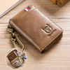 BULLCAPTAIN Genuine Leather Mens Waist-Mounted Wallet Card & Id Holders Multi-function Key Chain Holders Mini Key Bag Co