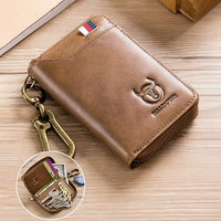 BULLCAPTAIN Genuine Leather Mens Waist-Mounted Wallet Card & Id Holders Multi-function Key Chain Holders Mini Key Bag Co
