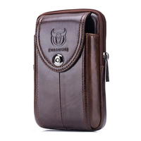 BULLCAPTAIN Genuine Leather Waist Pack Mens Small Fanny Belt Bag Travel Phone Pouch Male Work Leather Waist Bag