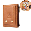 BULLCAPTAIN Genuine Leather Wallet for Men, Small Coin Purse, Mini RFID Card Holder, High Quality Hardware Card Wallet
