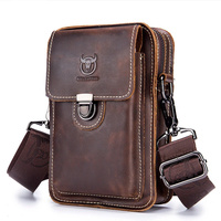 BULLCAPTAIN Men Casual Waist Bag Belt Purse Genuine Leather Multifunctional Shoulder Messbage Bag Mobile Phone Crossbody