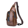 BULLCAPTAIN Men Genuine Leather Chest Bag Multi-pockets Compartment Fashion Casual Shoulder Backpack for Travel
