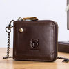 BULLCAPTAIN Men Genuine Leather Wallets Multifunction Bifold Zipper Wallets RFID Anti-magnetic Multi-card Slot Card Hold