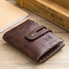 BULLCAPTAIN Mens Retro Genuine Leather Wallet RFID Anti-thef Multicard Slot Wallet Card Holder Double Zipper Coin Purse