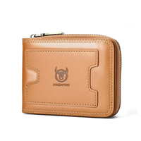 BULLCAPTAIN Retro Solid Cowhide Leather Zipper Men