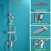 BVSOIVIA G3/4" Bathroom Shower Faucet Rainfall Shower Hot Cold Water Mixer Bidet Faucet Shower Shelf For Bathroom