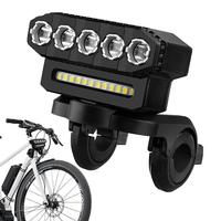 Cansses 2000mAh Battery Bike Headlight 5 Large LED Beads Type-C Charging 6 Light Modes Waterproof Bicycle Front Light fo