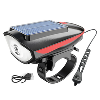 Cansses 3 in 1 Solar Bike Headlight XPE Lamp Beads 1200mAh Battery Waterproof 3 Light Modes with 120db Horn for Night Cy