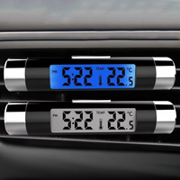 Car Air Outlet Thermometer Time Display High Precision Electronic Digital Car Clock LED Thermometer with Back Luminous