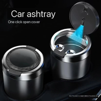 Car Ashtray Multifunctional with Cover Home Smoke Bucket with LED Light Car Portable Ashtray Smokeless Auto Ashtray Hold