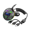 Car Bluetooth 5.0 FM Transmitter MP3 Modulator Player Handsfree Audio Receiver With 3 in 1 Charge Cable for IPhone Huawe