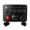 Car Boat Switch Panel Waterproof Digital Voltmeter Dual USB Port 12 Outlet Combination Marine LED Rocker 5 Gang