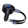 Car Fast Charging with Retractable Cable Type C for Apple Interface Dual Output Car Charger Port Car Charger Super Fast