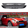 Car Front Bumper Upper Lower Grille Cover Glossy Black Honeycomb Mesh Grill Guard Cover For MINI One R50 R52 R53 2002-20