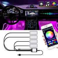Car Led Interior Ambient Foot Strip Light Kit With USB Lighter Backlight Music Control App RGB Auto Decorative Lamp