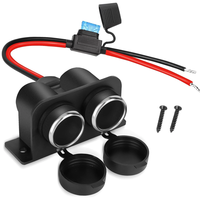 Car Socket with Blade Fuse 2-SocketSplitter 12V Lighter Power Outlet Replacement Waterproof Plug for Car Marine Truck
