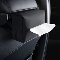 Car Tissue Box Holder PU Leather Car Center Console Armrest Napkin Box Sun Visor Back Seat Tissue Box With Fixed Strap