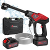Car Washer Portable High Pressure 600PSI 4.0Ah Battery Powered Cordless Cleaner 6-in-1 Nozzle 1.5GPM Water Flow Recharge