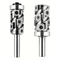 Carbide Insert Flush Trim Router Bit 32mm Dia 1/2" Shank 50mm Cutting Length Top/Bottom Bearing for Woodworking and CNC