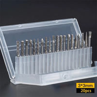 Carbide Rotary Burr Set Tungsten Steel 20pcs Double Cut Grinding Bits 3mm Shank for Metal Wood Polishing Engraving Tool