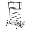 Carbon Steel 4 Tier Storage Rack 59x40x113cm Black Anti Rust Multi Layer Coating Rolling Shelves Movable Sliding Wheels