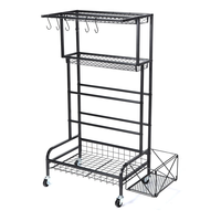 Carbon Steel 4 Tier Storage Rack 59x40x113cm Black Anti Rust Multi Layer Coating Rolling Shelves Movable Sliding Wheels