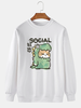 ChArmkpR Mens Cartoon Animal Graphic Crew Neck Daily Pullover Sweatshirts
