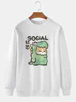 ChArmkpR Mens Cartoon Animal Graphic Crew Neck Daily Pullover Sweatshirts