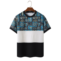 ChArmkpR Mens Ethnic Animal Pattern Color Block Patchwork Short Sleeve T-Shirts