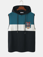 ChArmkpR Mens Ethnic Animal Print Patchwork Sleeveless Hooded Tanks