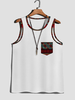 ChArmkpR Mens Ethnic Geometric Trim Print Knit Sleeveless Tanks