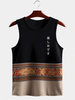 ChArmkpR Mens Ethnic Totem Patchwork Japanese Print Sleeveless Tanks