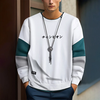 ChArmkpR Mens Japanese Print Color Block Patchwork Pullover Hoodies